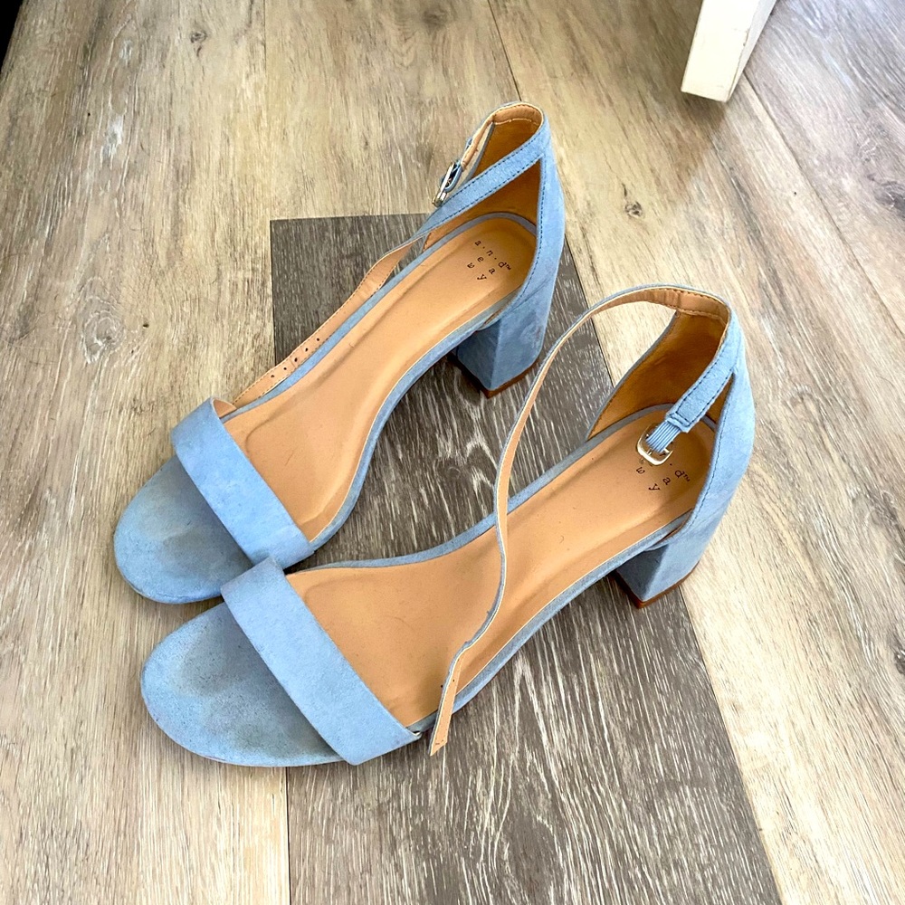 Blue block heels